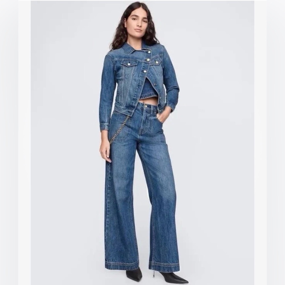 NWT Cult Gaia x Gap Asymmetrical Denim Women's Jeans Jacket Small - Picture 3 of 10